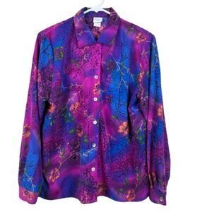 VTG 80s Ship n Shore Floral Button Down Blouse Medium Fairycore